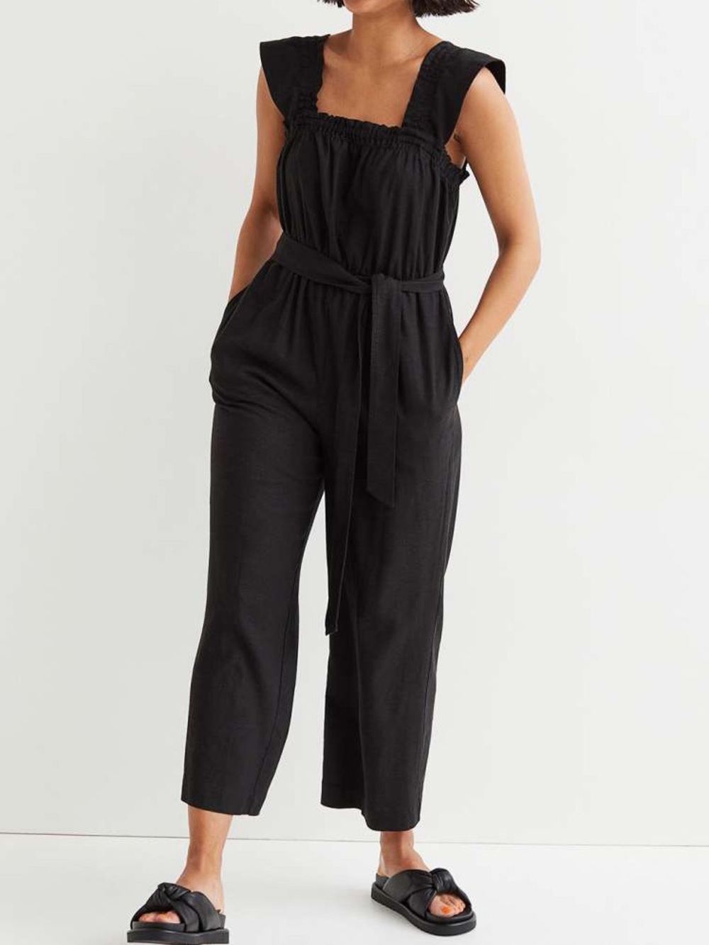 h&m linen blend jumpsuit